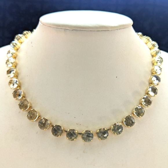 Natural Green Amethyst /Prasiolite 61 Karats Necklace & Earrings 14k Gold Plated - Picture 1 of 10